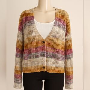 Lucky Brand Multi Marl Ombre V-Neck Cardigan